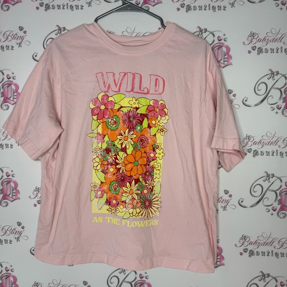 Bingo tshirt wild as the flowers neon light pink floral graphic baggy tshirt - Picture 8 of 9